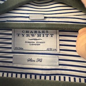 Charles Tyrwhitt Navy and White Striped Shirt